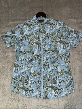 M&S Limited tropical patterned short sleeve cotton button-down shirt